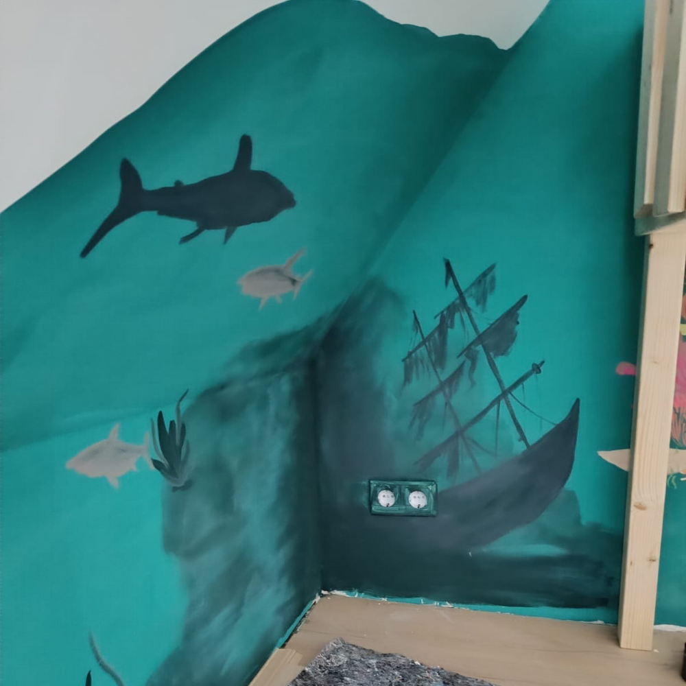 Wand gestrichen mit Yellowchair Blaugrün Nr. 125