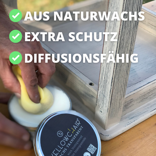 Wachs und Klarlack als Versiegelung für Kreidefarbe