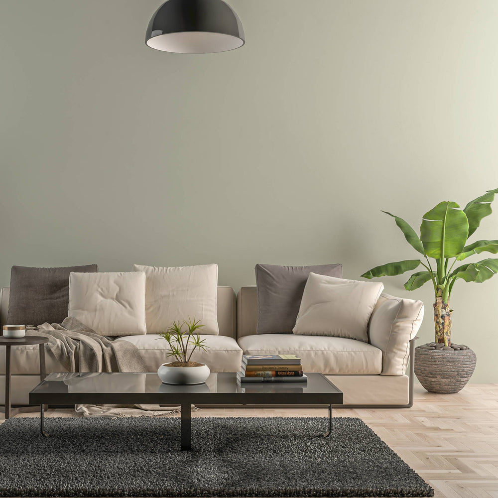 Bild eines Wohnzimmers mit gestrichener Wand in Yellowchair Kreidefarbe Nr. 23