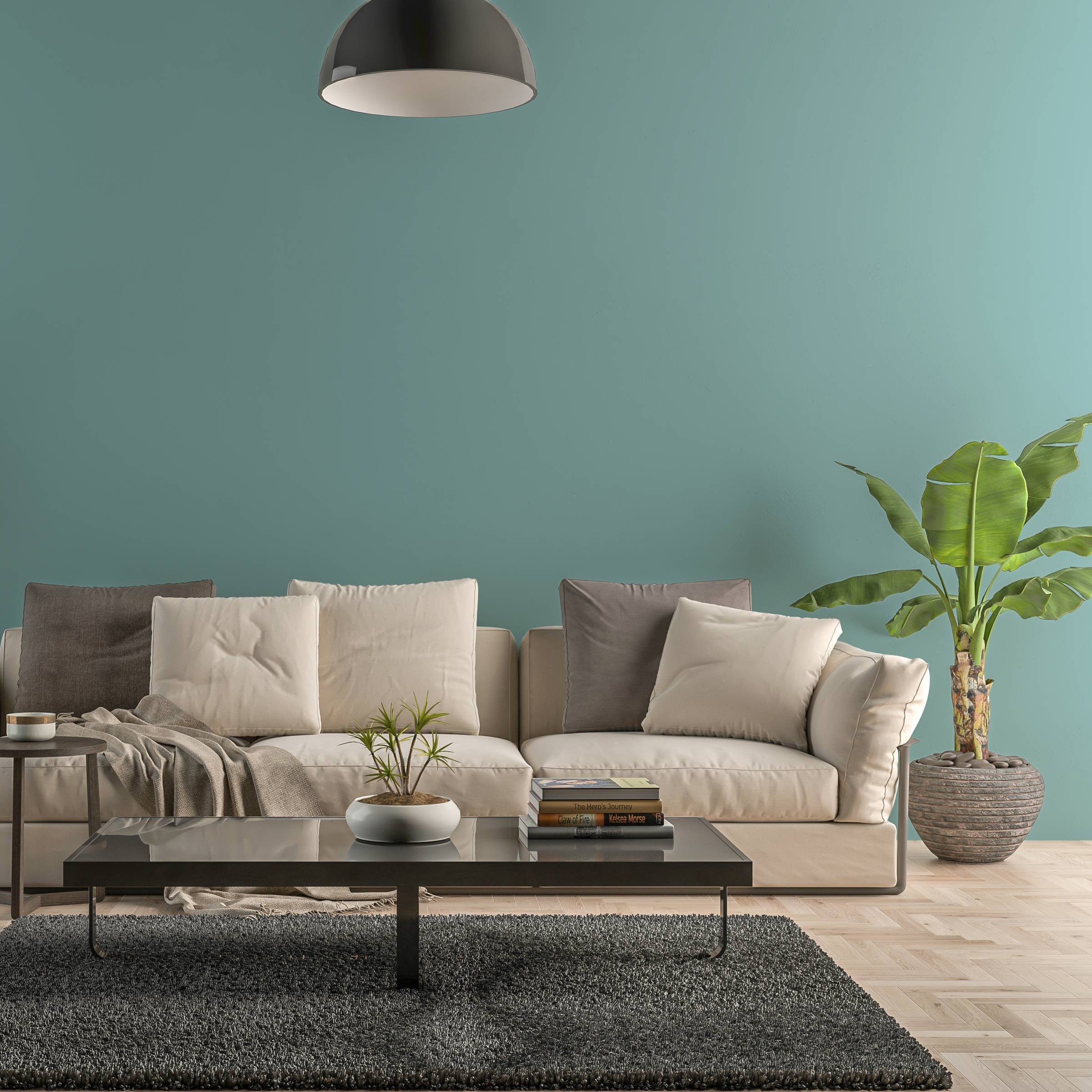 Bild eines Wohnzimmers mit gestrichener Wand in Yellowchair Kreidefarbe Nr. 372B