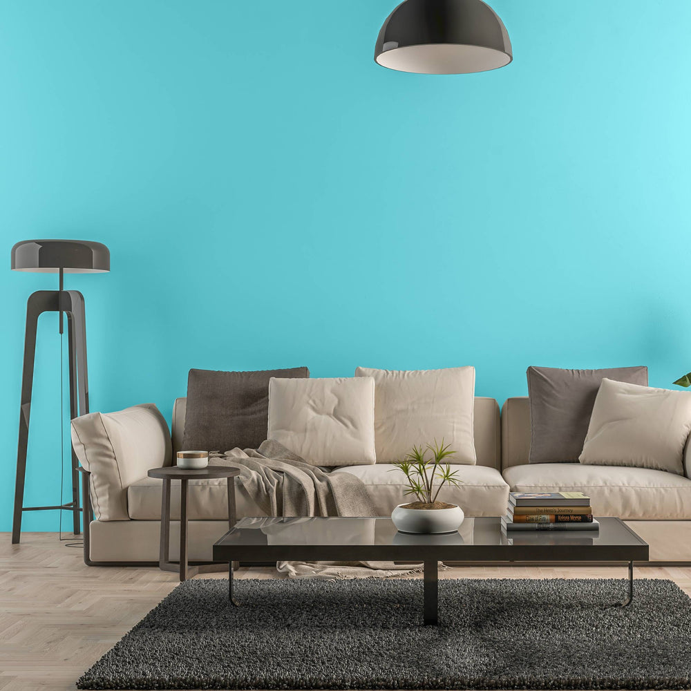 Bild eines Wohnzimmers mit gestrichener Wand in Yellowchair Kreidefarbe Nr. 54