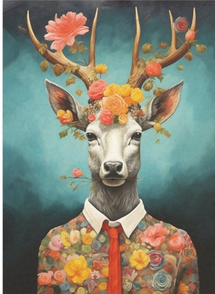 Surreal Stag Decoupage - Seidenpapier  Stärke 26,6 g/m²