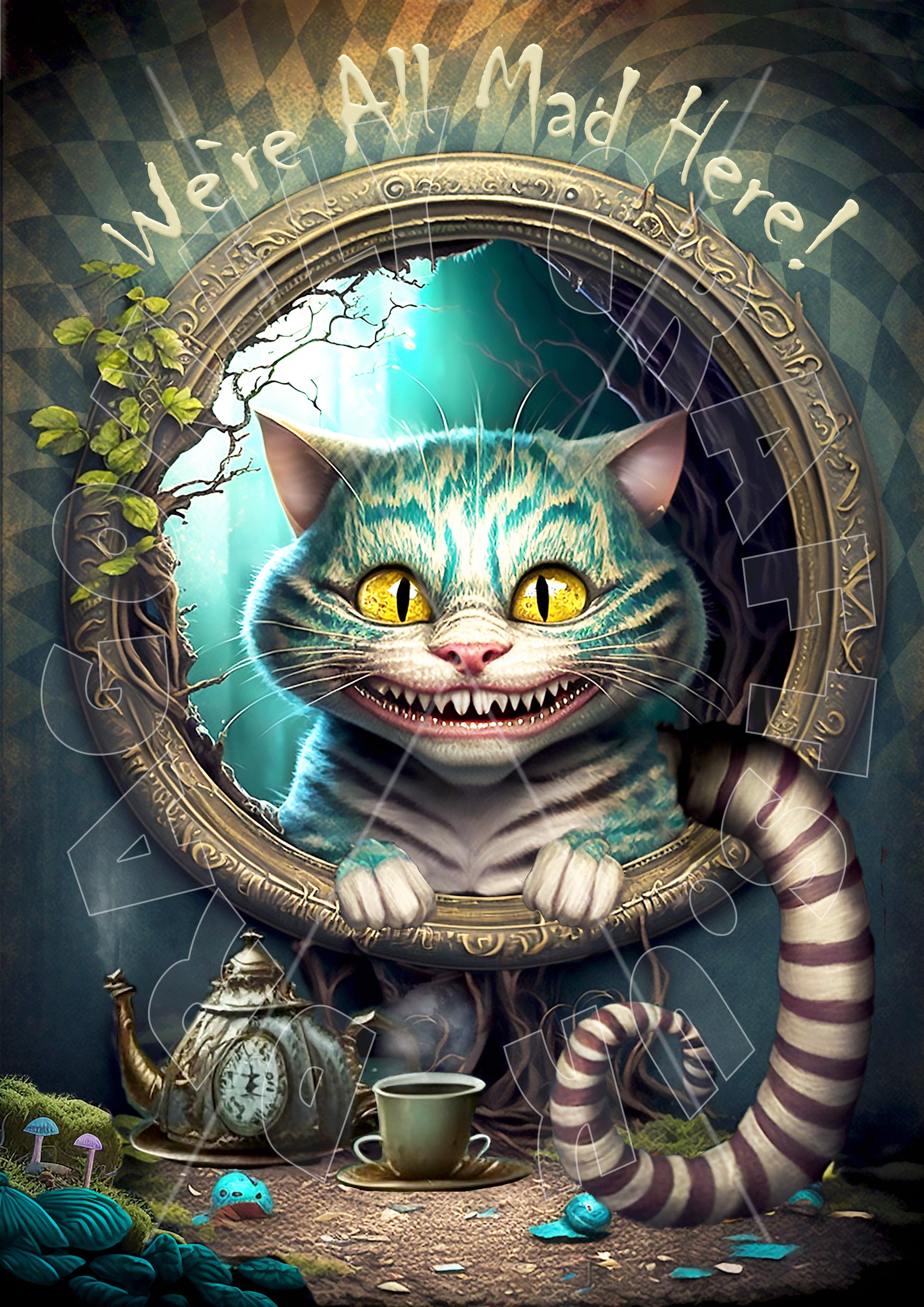 Churios Cheshire Cat 1  - Reispapier  Stärke 60g/m²