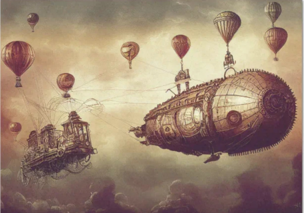 Steampunk Airship Etching 2 - Seidenpapier 18 llb