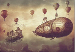 Steampunk Airship Etching 2 - Seidenpapier 18 llb