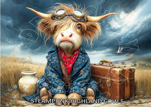 Steampunk Highland Cow 5  – Reispapier 40g/m²