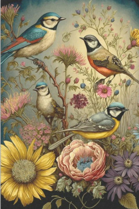 Vintage birds and flowers - Seidenpapier  Stärke 18 llb