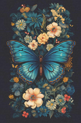 Blauer Schmetterling auf Blumen